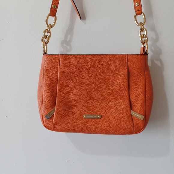 michael kors handbag Orange And Gold adjustable strap 7in. Deep Pre Owned - Picture 3 of 16